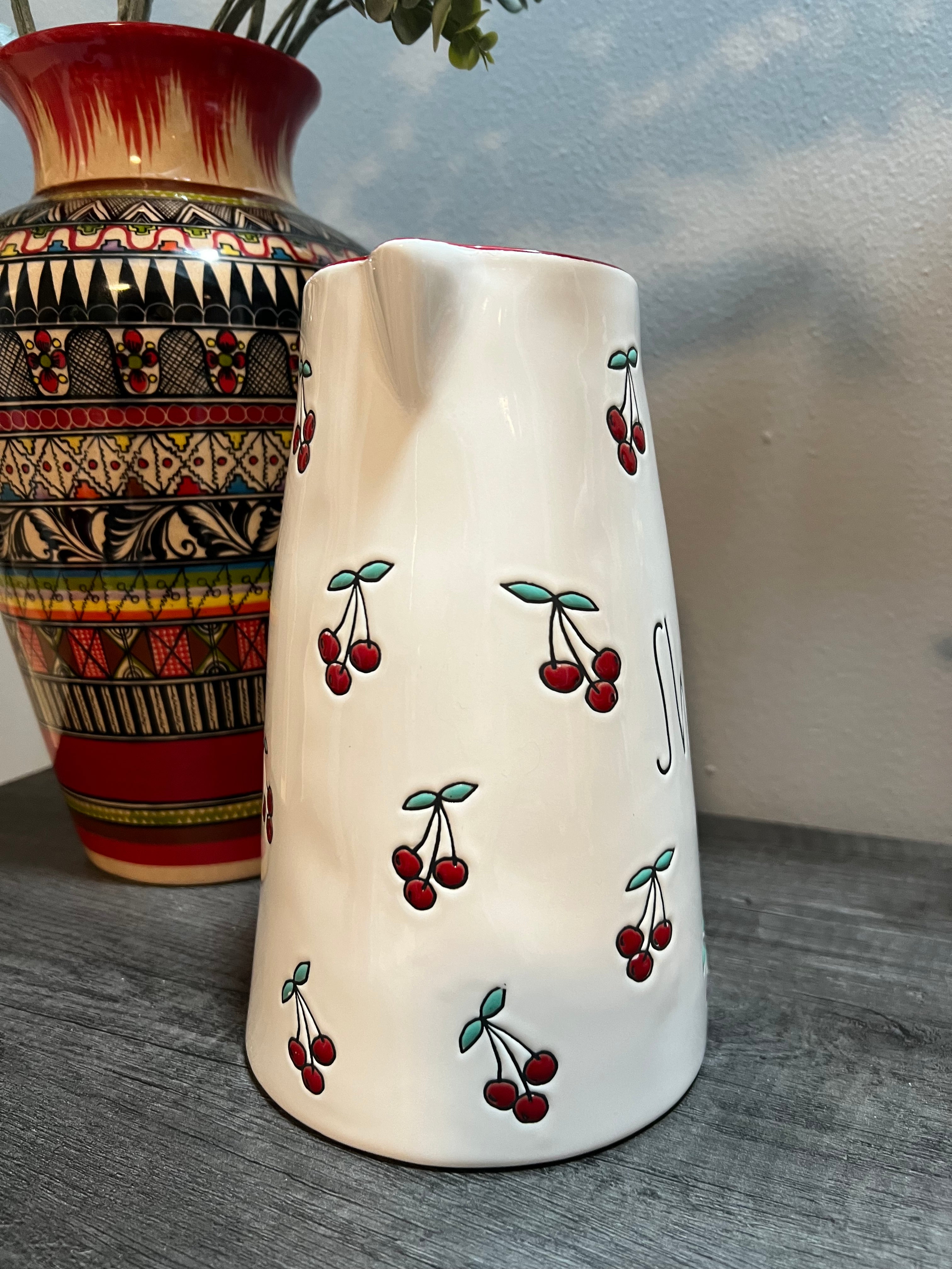 Rae Dunn “SWEET” Cherry Pitcher | Ceramic Kitchen Décor Vas