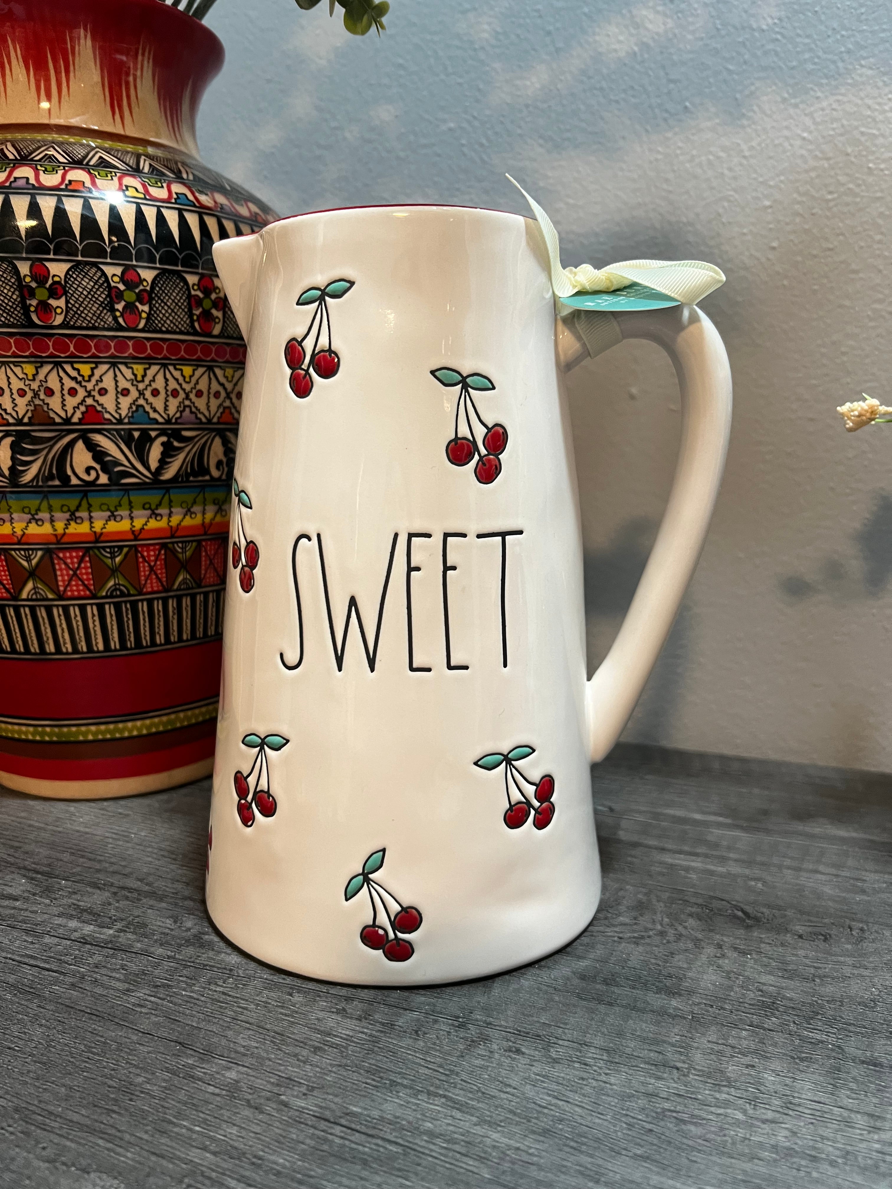 Rae Dunn “SWEET” Cherry Pitcher | Ceramic Kitchen Décor Vas