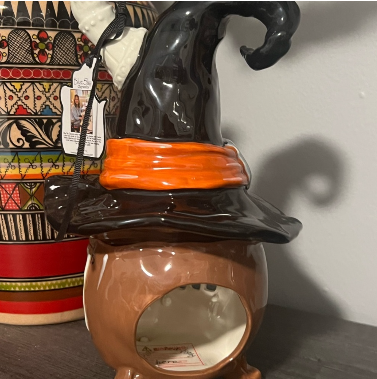 🎃 Blue Sky Clayworks – Witch Cauldron “Open All Night” Halloween Decor 🕯️