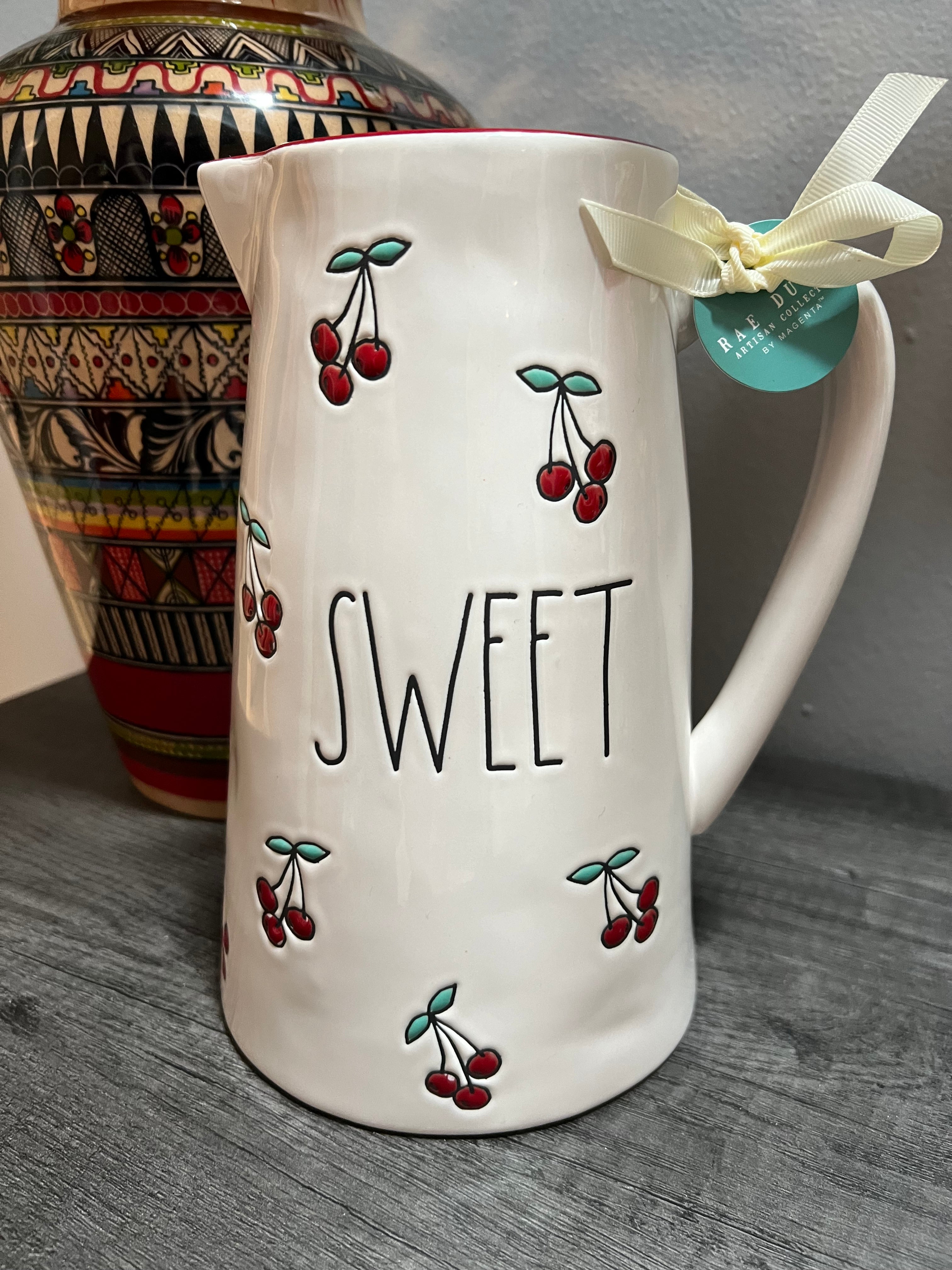 Rae Dunn “SWEET” Cherry Pitcher | Ceramic Kitchen Décor Vas