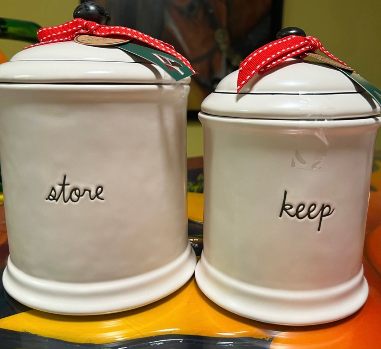 Rae Dunn food storage/ set of two canisters